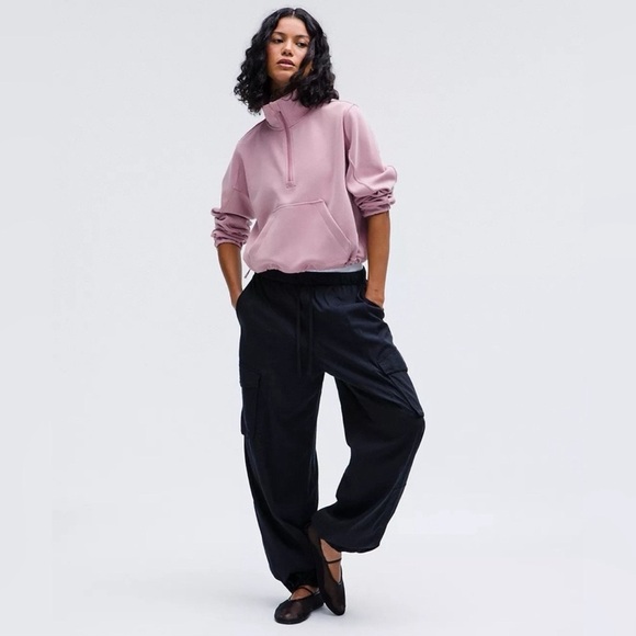 Lululemon Brushed Softstreme Half Zip Hoodie Pullover Rose Blush Size 12 NWT - Picture 16 of 16